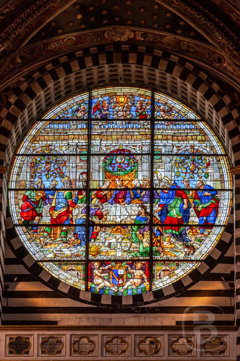 Siena | Duomo di Siena - Fensterrose mit dem Abendmahl Jesu