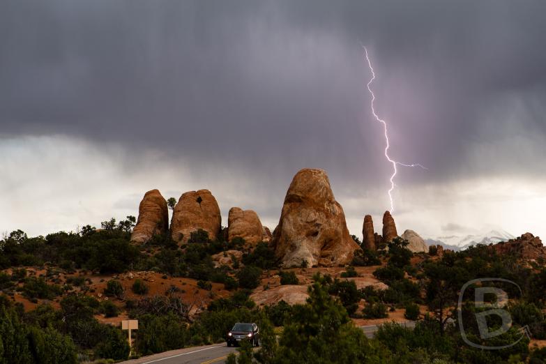 Arches National Park | Blitz beim Umwetter