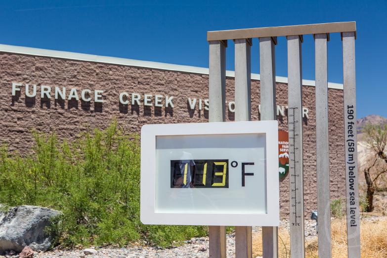 Death Valley | Temperatur am Visitor Center